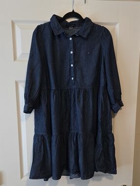 Tommy Hilfiger Indigo Denim Tiered Shirt Dress